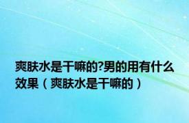 爽肤水是干嘛的?男的用有什么效果（爽肤水是干嘛的）