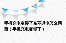 手机充电变慢了充不进电怎么回事（手机充电变慢了）