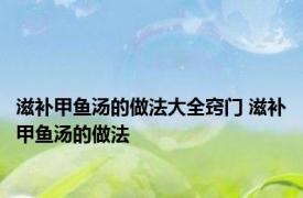 滋补甲鱼汤的做法大全窍门 滋补甲鱼汤的做法