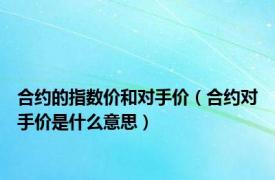 合约的指数价和对手价（合约对手价是什么意思）