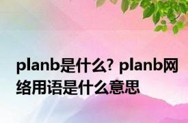 planb是什么? planb网络用语是什么意思