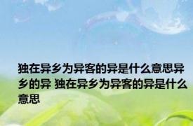 独在异乡为异客的异是什么意思异乡的异 独在异乡为异客的异是什么意思