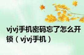 vjvj手机密码忘了怎么开锁（vjvj手机）