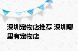 深圳宠物店推荐 深圳哪里有宠物店