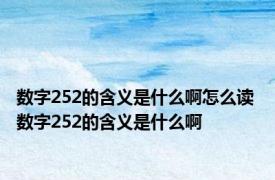 数字252的含义是什么啊怎么读 数字252的含义是什么啊