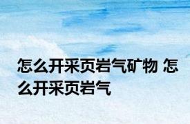 怎么开采页岩气矿物 怎么开采页岩气