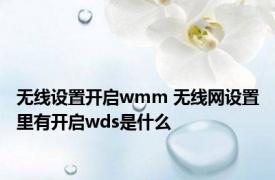 无线设置开启wmm 无线网设置里有开启wds是什么