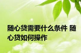 随心贷需要什么条件 随心贷如何操作