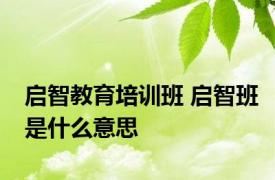 启智教育培训班 启智班是什么意思