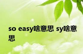 so easy啥意思 sy啥意思