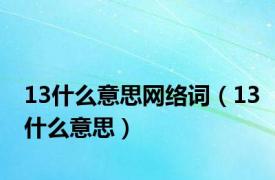 13什么意思网络词（13什么意思）