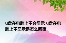 u盘在电脑上不会显示 u盘在电脑上不显示是怎么回事