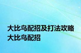 大比鸟配招及打法攻略 大比鸟配招