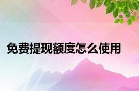 免费提现额度怎么使用