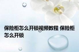 保险柜怎么开锁视频教程 保险柜怎么开锁