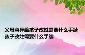 父母离异给孩子改姓需要什么手续 孩子改姓需要什么手续