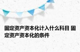 固定资产资本化计入什么科目 固定资产资本化的条件