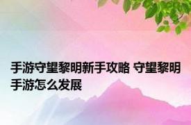 手游守望黎明新手攻略 守望黎明手游怎么发展