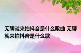 无聊就来拍抖音是什么歌曲 无聊就来拍抖音是什么歌