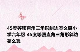 45度等腰直角三角形斜边怎么算小学六年级 45度等腰直角三角形斜边怎么算