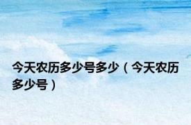 今天农历多少号多少（今天农历多少号）