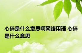 心碎是什么意思啊网络用语 心碎是什么意思