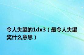 令人失望的1dx3（最令人失望奖什么意思）