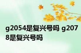 g2054是复兴号吗 g2078是复兴号吗