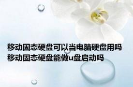 移动固态硬盘可以当电脑硬盘用吗 移动固态硬盘能做u盘启动吗