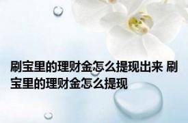 刷宝里的理财金怎么提现出来 刷宝里的理财金怎么提现