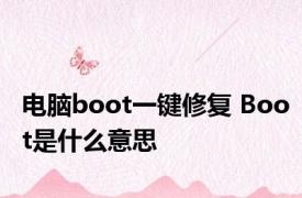 电脑boot一键修复 Boot是什么意思