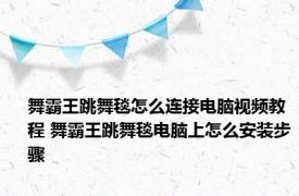 舞霸王跳舞毯怎么连接电脑视频教程 舞霸王跳舞毯电脑上怎么安装步骤