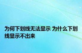 为何下划线无法显示 为什么下划线显示不出来