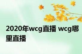 2020年wcg直播 wcg哪里直播