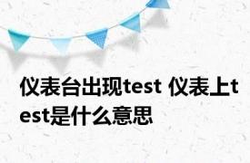 仪表台出现test 仪表上test是什么意思