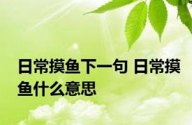 日常摸鱼下一句 日常摸鱼什么意思