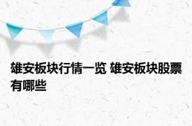 雄安板块行情一览 雄安板块股票有哪些