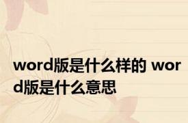 word版是什么样的 word版是什么意思