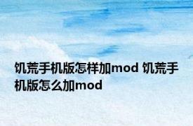 饥荒手机版怎样加mod 饥荒手机版怎么加mod