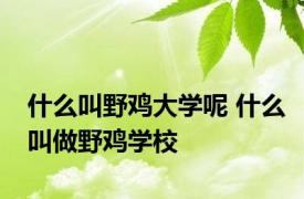 什么叫野鸡大学呢 什么叫做野鸡学校