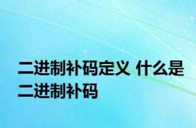 二进制补码定义 什么是二进制补码