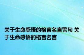 关于生命感悟的格言名言警句 关于生命感悟的格言名言