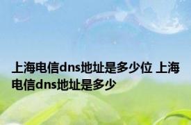 上海电信dns地址是多少位 上海电信dns地址是多少