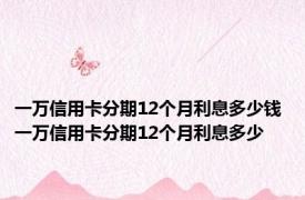 一万信用卡分期12个月利息多少钱 一万信用卡分期12个月利息多少