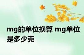 mg的单位换算 mg单位是多少克