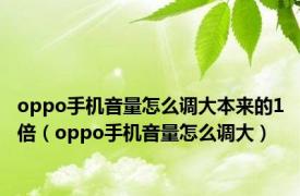 oppo手机音量怎么调大本来的1倍（oppo手机音量怎么调大）