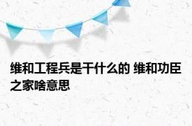 维和工程兵是干什么的 维和功臣之家啥意思