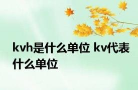 kvh是什么单位 kv代表什么单位