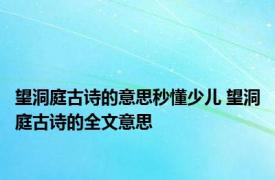 望洞庭古诗的意思秒懂少儿 望洞庭古诗的全文意思