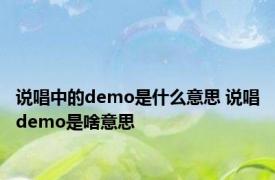 说唱中的demo是什么意思 说唱demo是啥意思